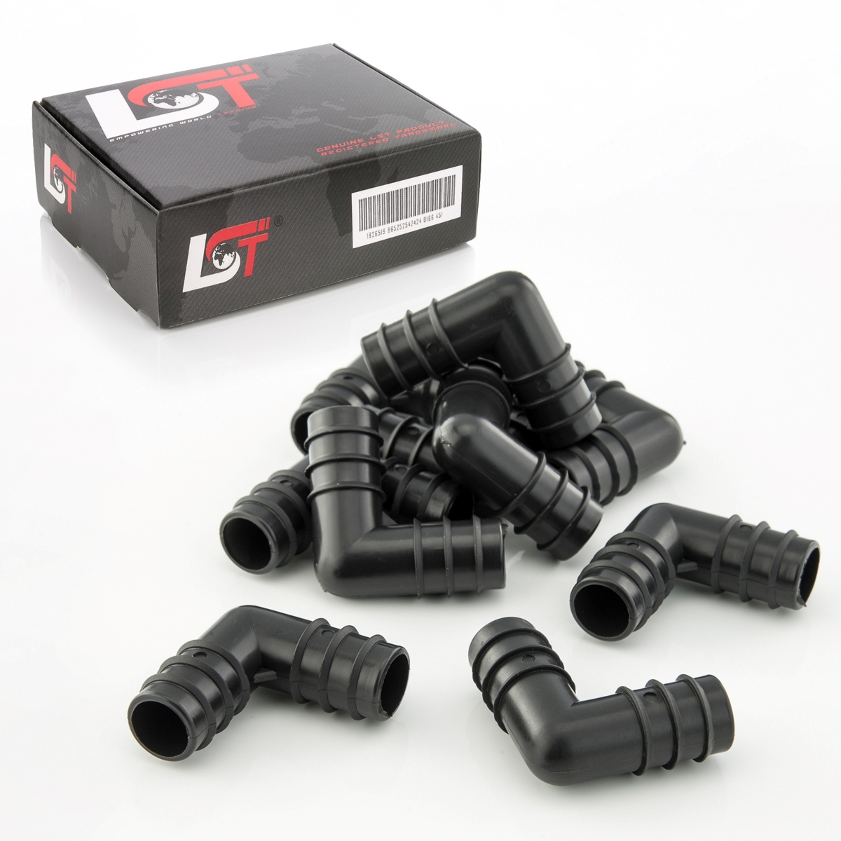 10 Connettori A Gomito PE Per Irrigazione - L 20x20 Mm, Giunti Ad Arco Per Tubo Da Giardino